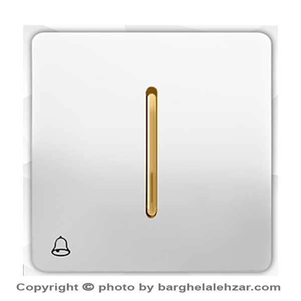 کلید زنگ سفید طلایی مدل کریستال آسیا الکتریک