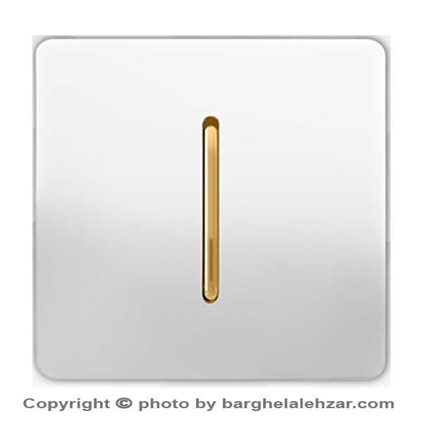 کلید تک پل سفید طلایی مدل کریستال آسیا الکتریک